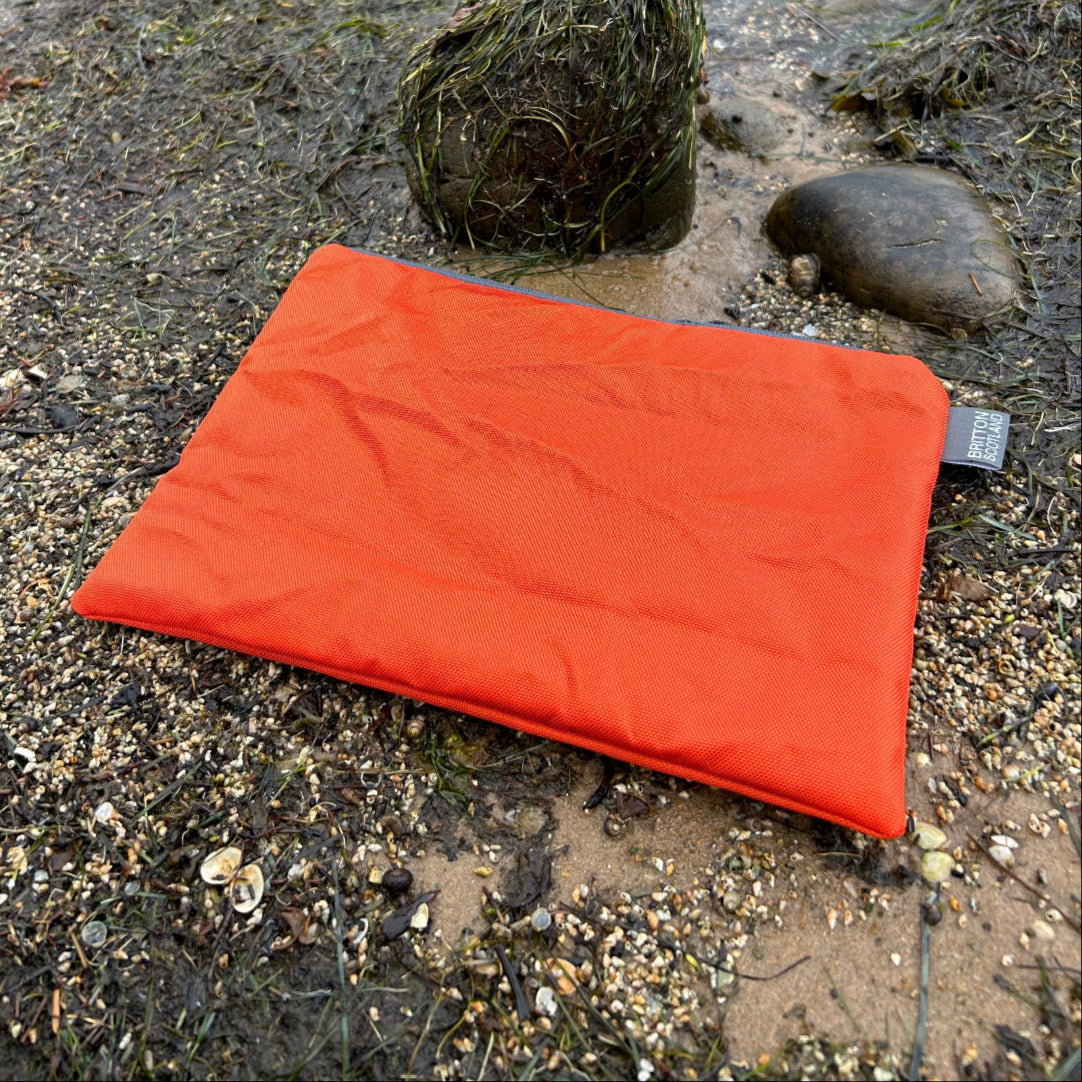 A5 Pouch Upcycled Life Raft | Orange Coated Polyester | Britton SCOTLAND