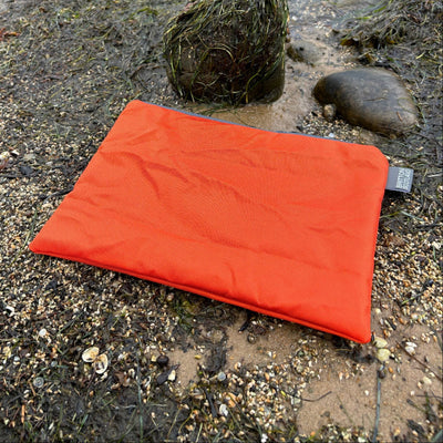 A5 Pouch Upcycled Life Raft | Orange Coated Polyester | Britton SCOTLAND