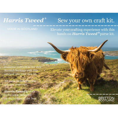 Harris Tweed Highland Cow Design Coin Purse Craft Kit | Britton SCOTLAND