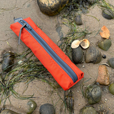 Life Raft Slim Pencil Case | Orange Coated Polyester | Britton SCOTLAND