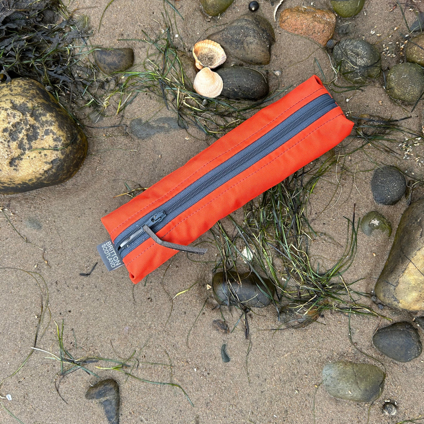 Life Raft Slim Pencil Case | Orange Coated Polyester | Britton SCOTLAND