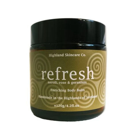 Jar of Highland Skincare Co. refresh enriching body balm on a white background