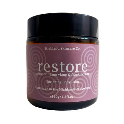Jar of Highland Skincare Co. Restore Enriching Body Balm on a white background