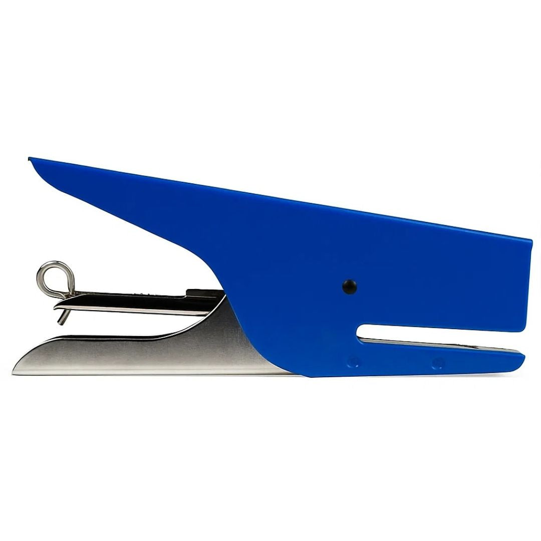 Blue stapler on a white background